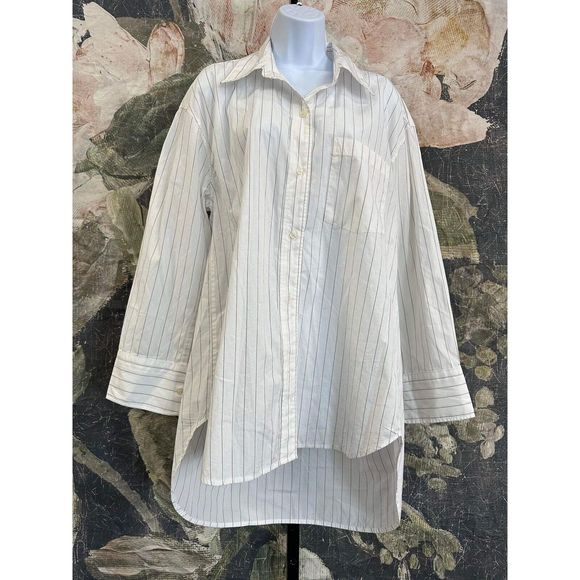 NWT CITIZENS of Humanity Cocoon Shirt In Bitter Chocolate Stripe Size Small Top - Picture 12 of 12